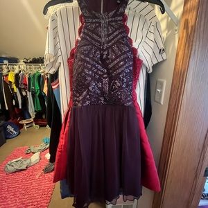 purple sequenced homecoming dress